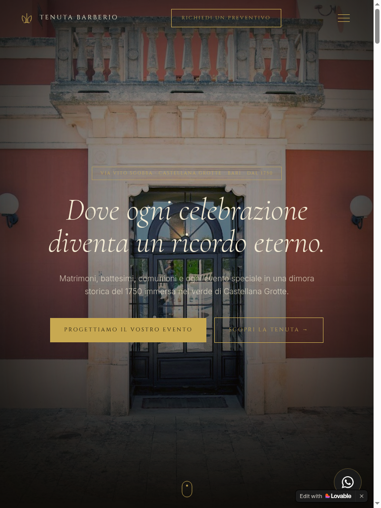 Tenuta Barberio — sito realizzato da NexSite