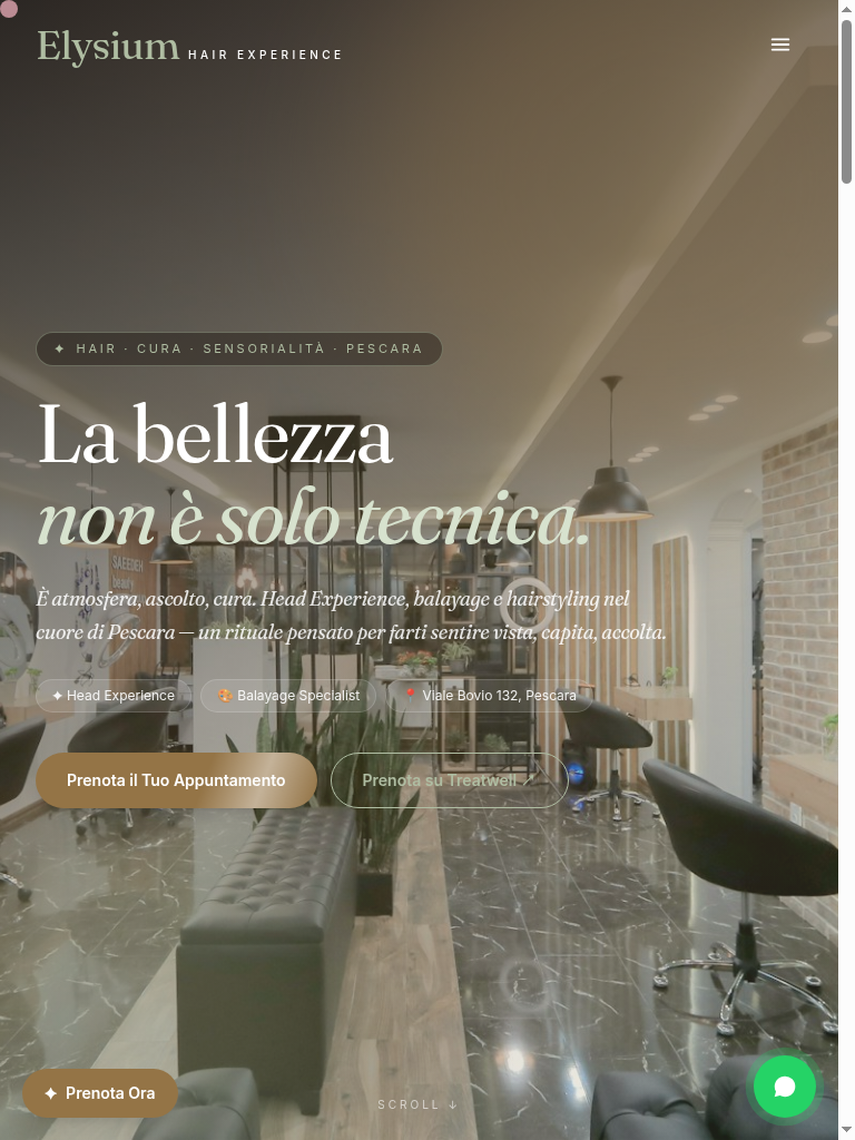 Elysium Hair — sito realizzato da NexSite