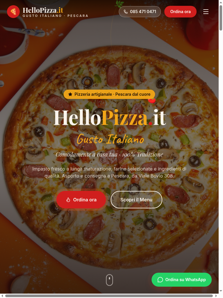 HelloPizza — sito realizzato da NexSite