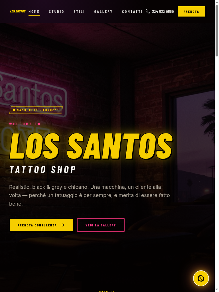 Los Santos Tattoo — sito realizzato da NexSite